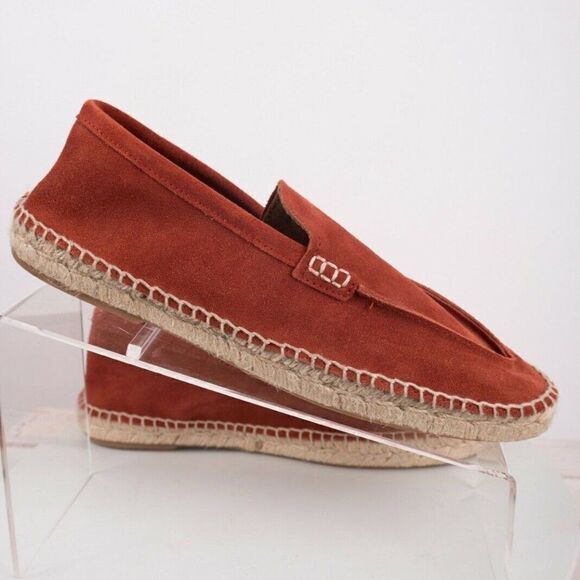 Massimo Dutti Mens Rust Suede Leather Espadrilles